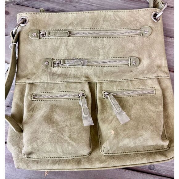 NWT Shiraleah Brooklyn Leather Moss Green‎ Cross-Body Bag - Picture 2 of 8